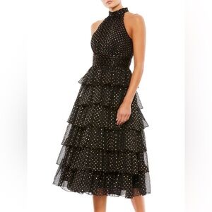 Mac Duggal - NWT - size 10 LAYERED POLKA DOT HALTER COCKTAIL DRESS